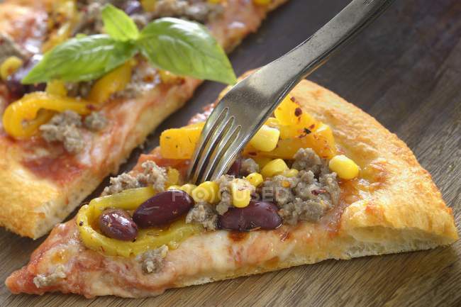 Mexican pizza with meat — Stock Photo