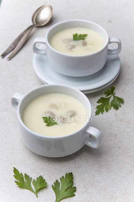 Cream of asparagus soup — Stock Photo