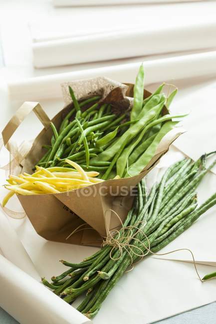Beans in paper bag — Stock Photo
