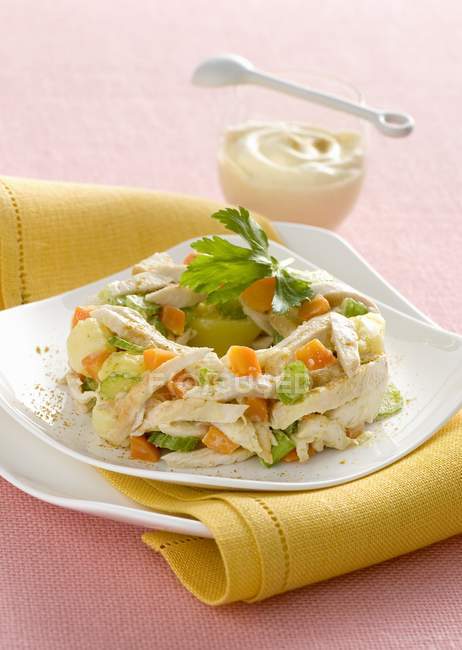 Chicken salad with carrots — Stock Photo