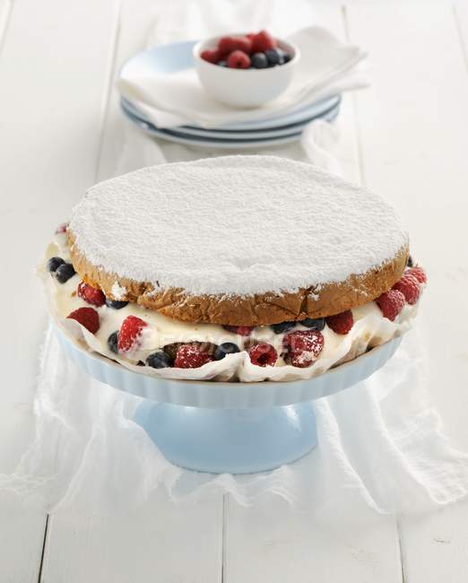 Yoghurt cake with berries — Stock Photo