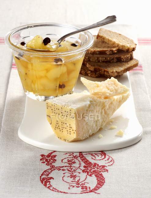 Pear compote with chocolate — Stock Photo