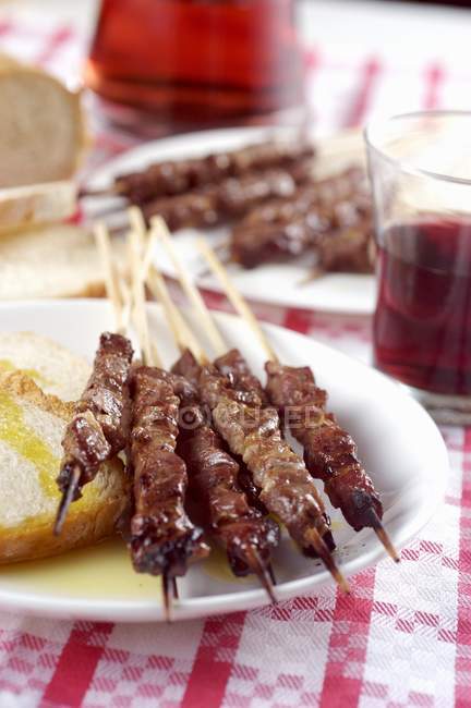 Muton kebabs on plate — Stock Photo