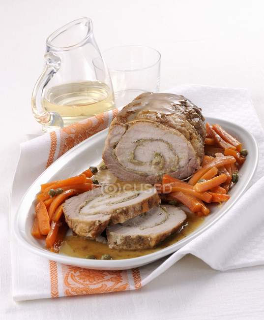 Pork roulade filled with capers — Stock Photo
