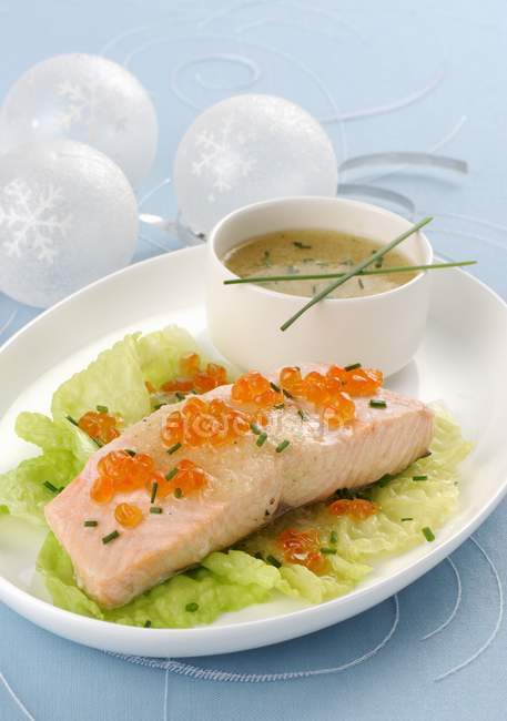 Steamed salmon fillet — Stock Photo