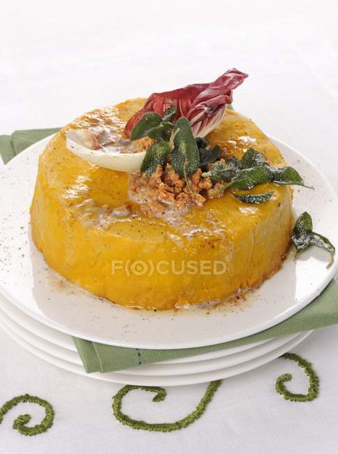 Pumpkin flan with sage — Stock Photo