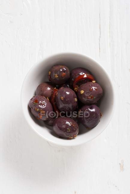 Marinated Piccante di Palermo olives — Stock Photo