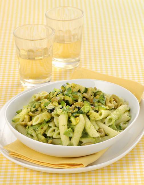 Penne pasta with courgette — Stock Photo