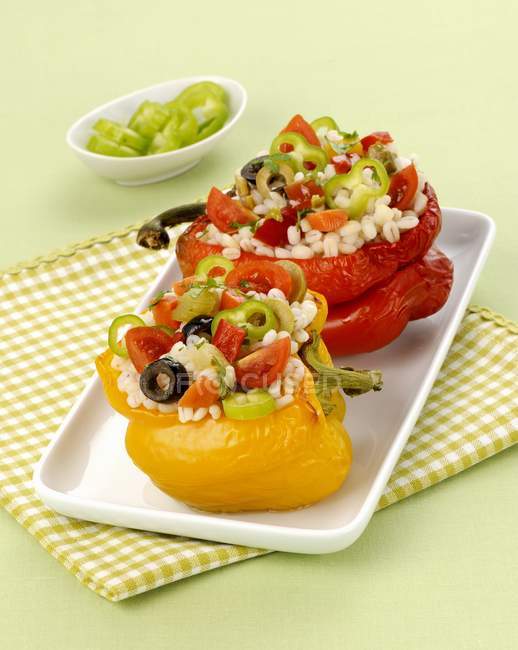 Peppers filled with rice — Stock Photo