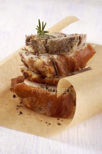 Close up de Porchetta di Ariccia (Especialidade de porco assado de Ariccia, Lácio, Itália ) — Fotografia de Stock