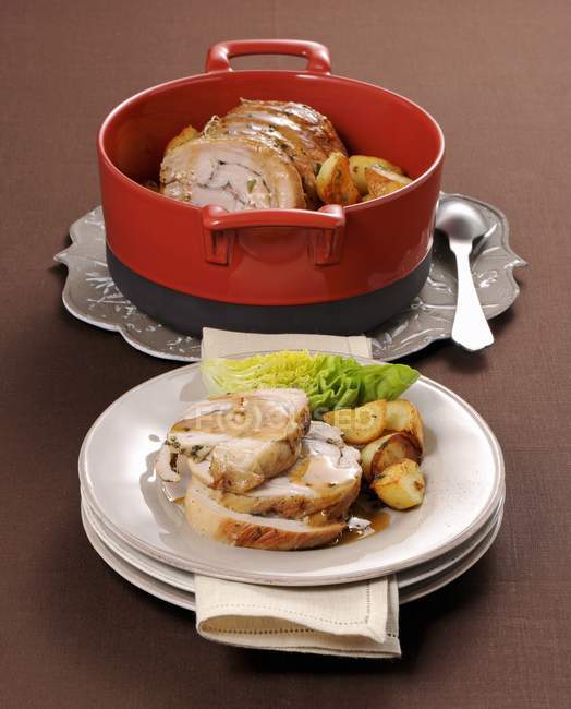 Veal roulade with potatoes — Stock Photo