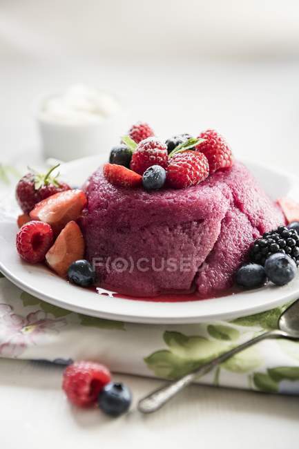 Summer pudding on plate — Stock Photo