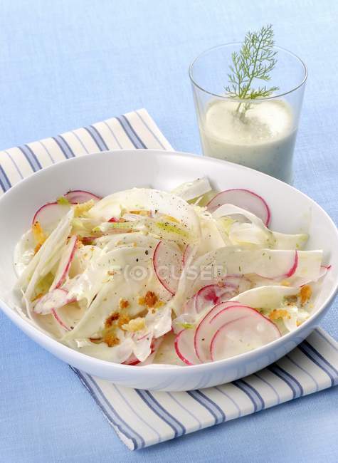 Erva-doce e salada de rabanete em tigela — Fotografia de Stock