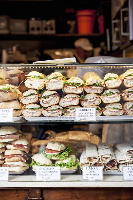 Various baguette sandwiches — Stock Photo