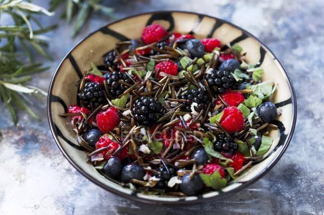 Berry salad with wild rice — Stock Photo