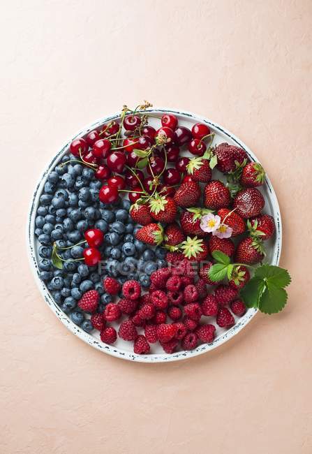 Свежие ягоды на тарелке — стоковое фото