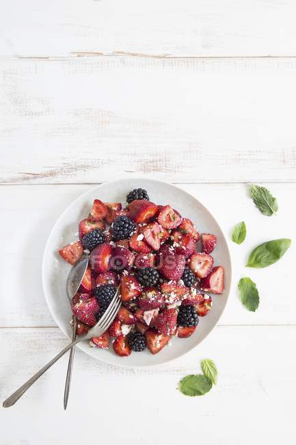 Berry salad with mint — Stock Photo
