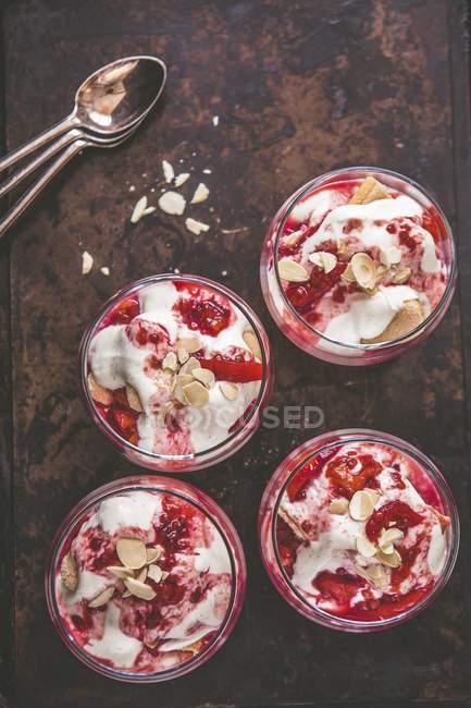 Top view of Tamarillo Trifle in glasses — Stock Photo