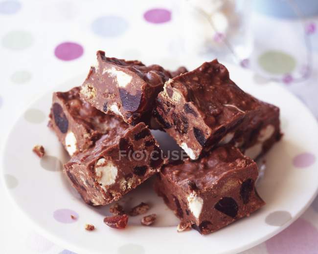 Brownies with dried fruit and nuts — Stock Photo