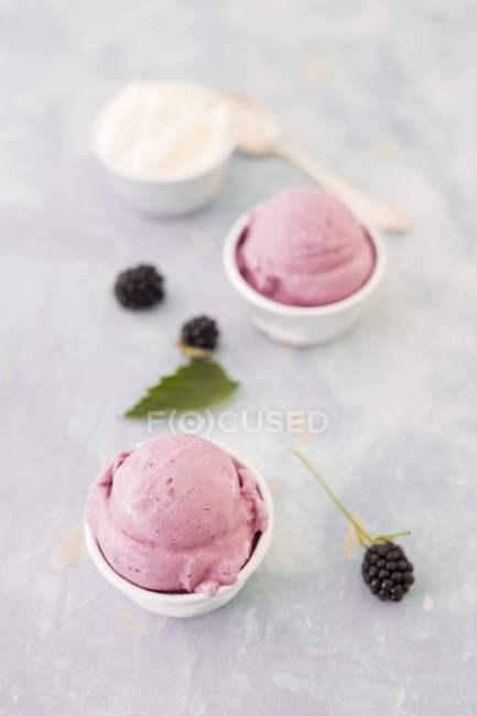 Crème glacée au yaourt aux mûres — Photo de stock