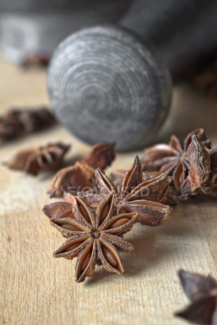 Star anise and a pestle — Stock Photo