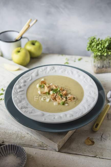 Сливочный пастернак и яблочный суп — стоковое фото