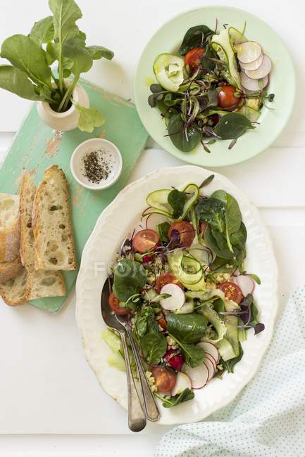 Салат зі шпинату з редькою — стокове фото