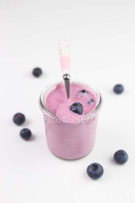 Yogurt con mirtilli — Foto stock