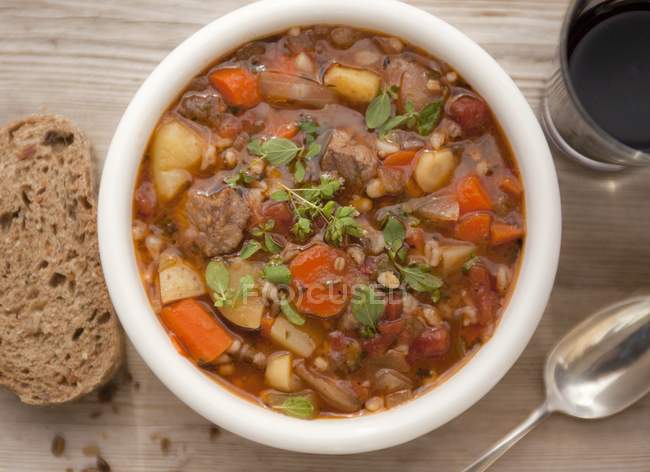 Beef and barley stew — Stock Photo