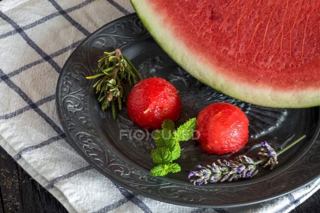 Serving of watermelon slic — Stock Photo