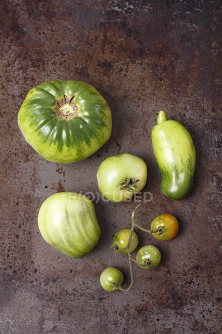 Tipos surtidos de tomates - foto de stock