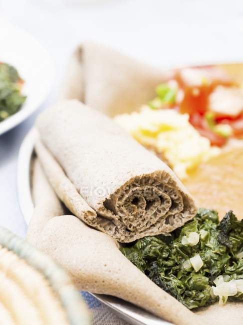Rolled Ethiopian flatbread — Stock Photo
