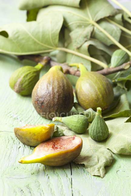Figs with branch and leaves — Stock Photo
