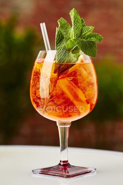 Cocktail with Aperol and mint — Stock Photo