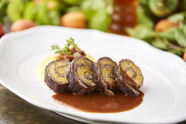 Beef roulade with an apricot — Stock Photo
