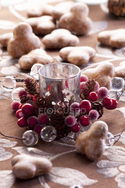 Christmas decoration with candle — Stock Photo