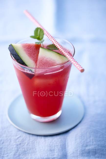 Squeezed watermelon juice in glass — Stock Photo