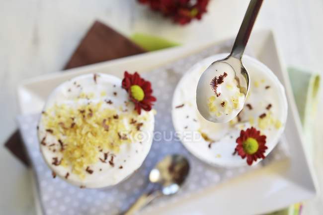 Cereal and coconut milk dessert — Stock Photo