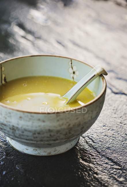 Broth for Japanese miso ramen soup — Stock Photo