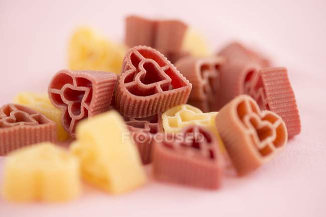 Close up shot of heart-shaped pasta — Stock Photo