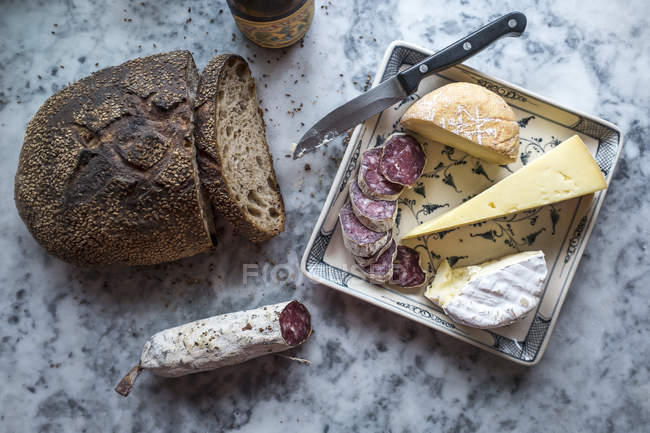 Cold meats and bread — Stock Photo