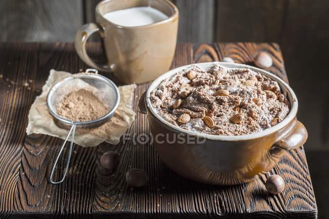 Closeup view of homemade chocolate with nuts — Stock Photo