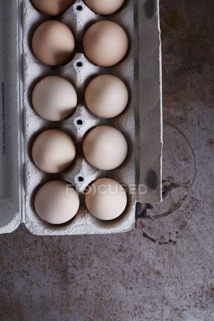 Huevos frescos en caja de cartón - foto de stock