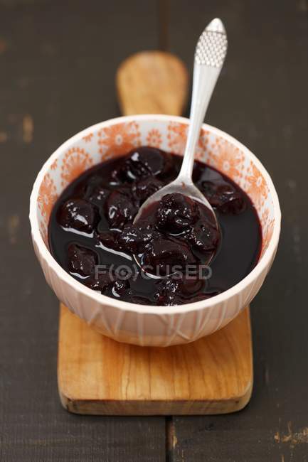 Cherry jam in bowl — Stock Photo
