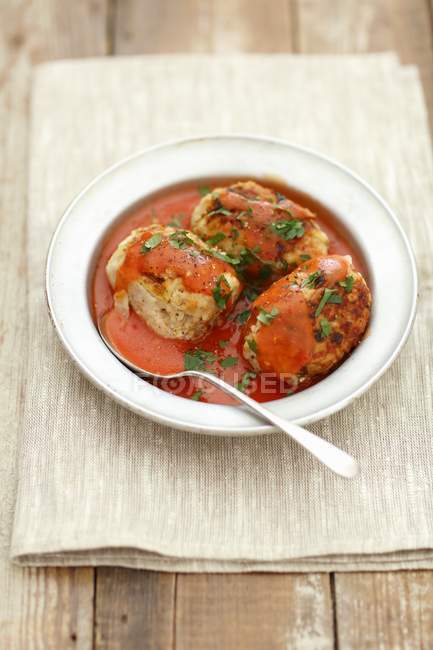 Pork meatballs with cabbage — Stock Photo