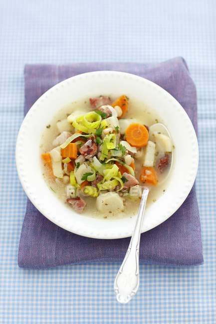 Vegetable soup with beans — Stock Photo
