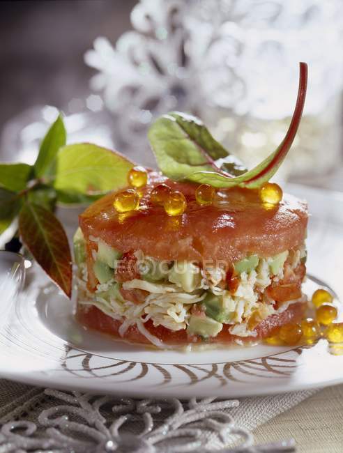 Tomato timbale on plate — Stock Photo