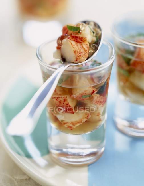 Crab in jelly in glasses — Stock Photo