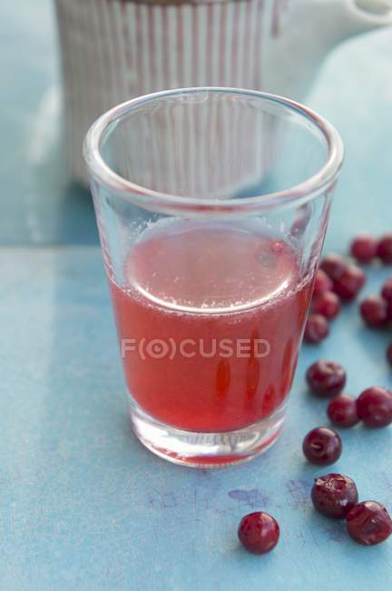 Lingonberry juice in glassc — Stock Photo