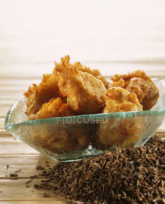 Cumin-flavored potato fritters — Stock Photo